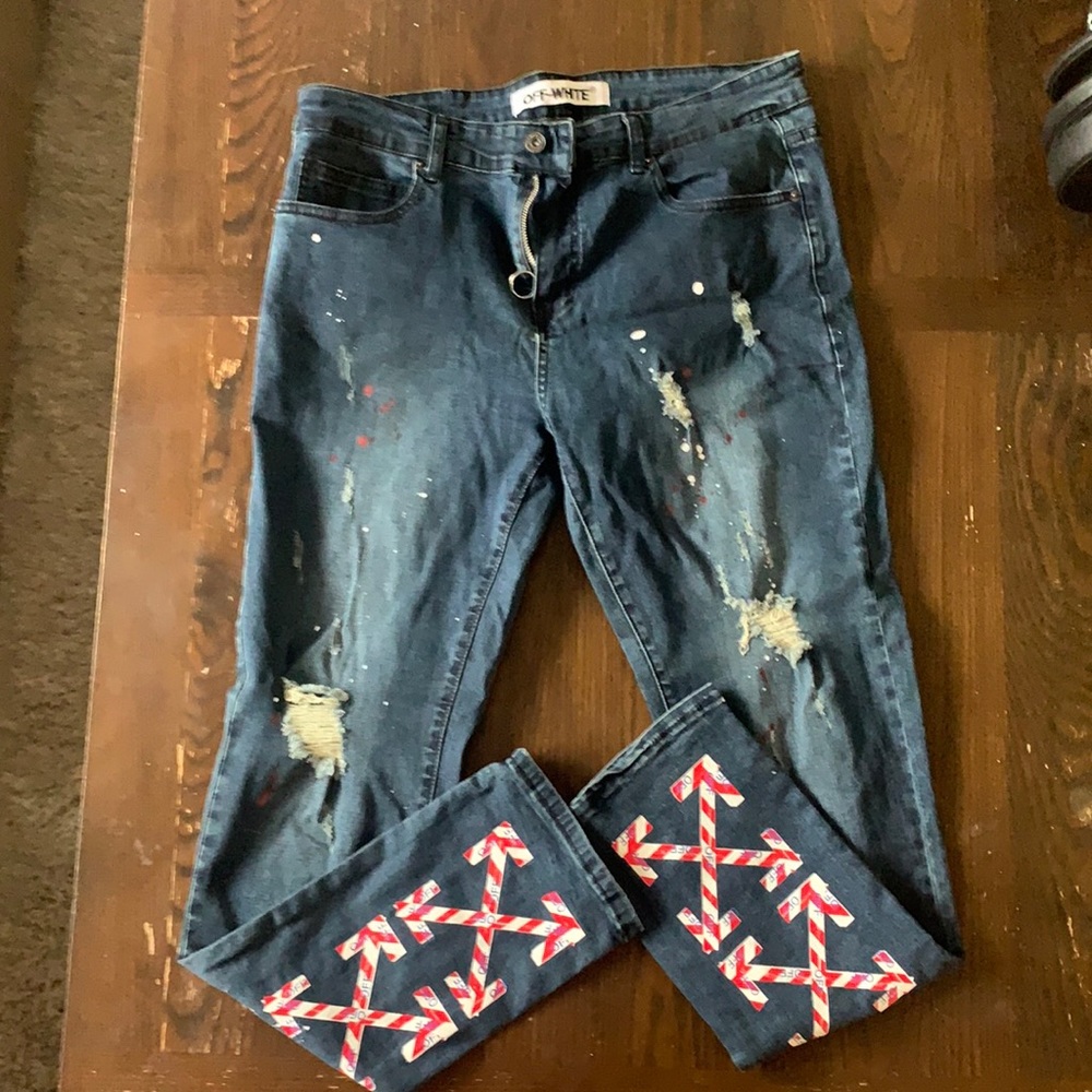 Off White paint splatter denim jeans size 36